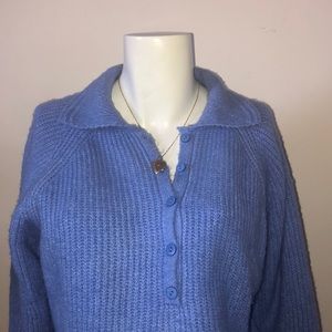 ASOS Design Polo Sweater with Collar in Blue